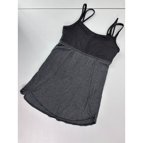 Lululemon Ivivva girls 8 black grey athletic tank top built in bra - Picture 1 of 6